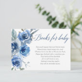 Carte D'accompagnement bleu marine indigo fleuri garçon bébé demande de l (Debout devant)