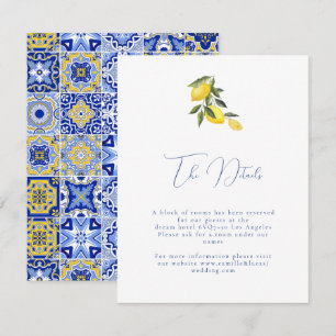 Carte D'accompagnement Bleu méditerranéen tuile & agrumes Détails Mariage