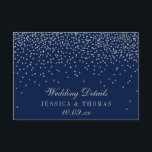 Carte D'accompagnement Bleu Nuit & Confettis Argentés Mariage Détail<br><div class="desc">La collection de mariage bleu nuit et confettis argentés est parfaite pour tout couple qui planifie une célébration de mariage romantique. Le design présente un fond bleu nuit chic avec des confettis argentés qui est vraiment époustouflant et parfait pour tout événement spécial. La formulation incorpore la même couleur argentée du...</div>