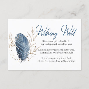 Carte D'accompagnement Bleu Or Moderne Floral Elégant Wishing well