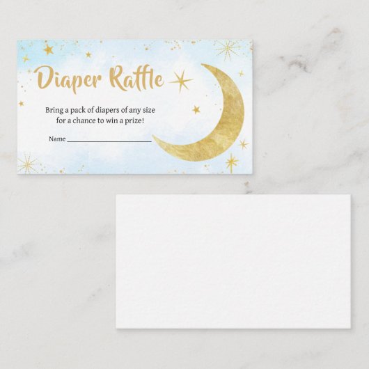 Carte D'accompagnement Bleu Or Sur La Lune Baby shower Déchets Raffle (Devant / Derrière)