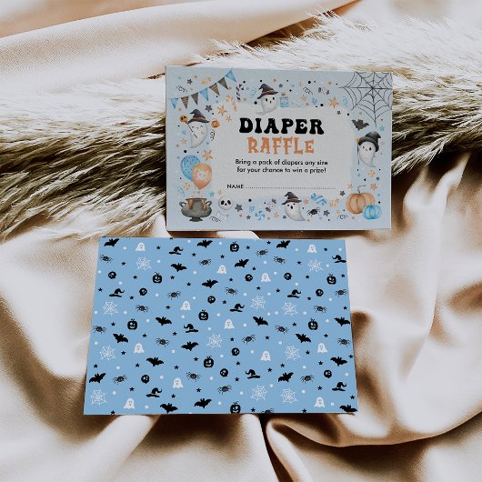 Carte D'accompagnement Bleu Orange Halloween Éffrayant Boo Diaper Raffle