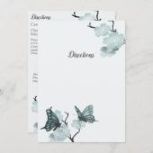 Carte D'accompagnement Bleu Printemps Fleurit Avec Papillons (Devant / Derrière)