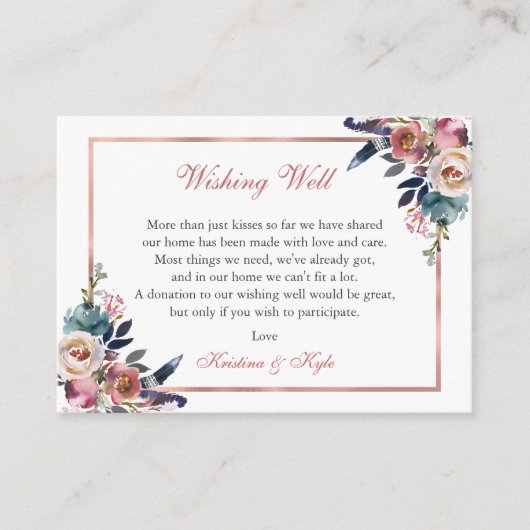 Carte D'accompagnement Bleu rose roux Mariage désirant bien (Devant)