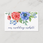 Carte D'accompagnement Bleu rouge Floral Patriotique Mariage QR Code (Devant)