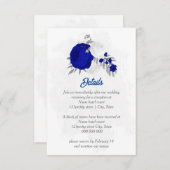 Carte D'accompagnement bleu royal et fleurs blanches argent mariage botan (Devant / Derrière)