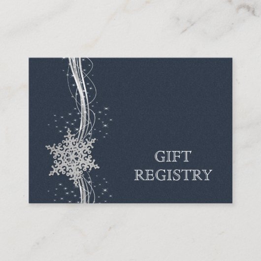 Carte D'accompagnement Bleu Silver Snowflakes mariage registre cadeau (Devant)