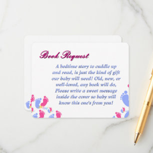 Carte D'accompagnement Blocs Empreintes de Bébé au Pastel Rose et Bleu