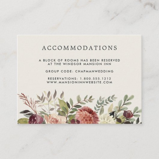 Carte D'accompagnement Bloom rustique | Hébergement hôtelier Mariage (Devant)