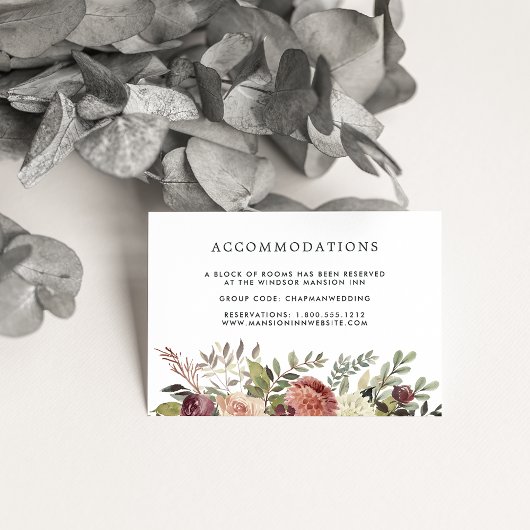Carte D'accompagnement Bloom rustique | Hébergement hôtelier Mariage