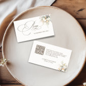 Carte D'accompagnement Blooms blancs rustiques Mariage RSVP QR Code