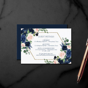Carte D'accompagnement Blooms Chics   Navy Blue and Blush Détails de l'in