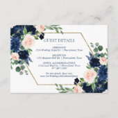 Carte D'accompagnement Blooms Chics | Navy Blue and Blush Détails de l'in (Devant)