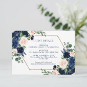 Carte D'accompagnement Blooms Chics | Navy Blue and Blush Détails de l'in (Debout devant)