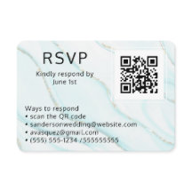 Blue Agate Wedding RSVP Online QR Code Photo