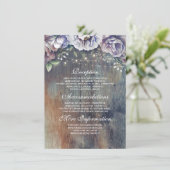 Carte D'accompagnement Blue and Maroon Floral Mariage Information Invité (Debout devant)