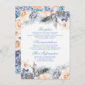 Carte D'accompagnement Blue and Peach Floral Information du Mariage Invit (Devant / Derrière)