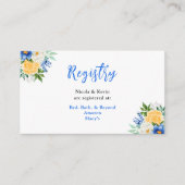 Carte D'accompagnement Blue and Yellow Floral Wedding Registry (Devant)