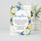 Carte D'accompagnement Blue and Yellow Flowers Wedding Reception (Debout devant)