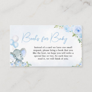 Carte D'accompagnement Blue Balloon Floral Elephant Livres pour bébé