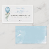 Carte D'accompagnement Blue Balloon Greenery Baby Shower Diaper Raffle (Devant / Derrière)