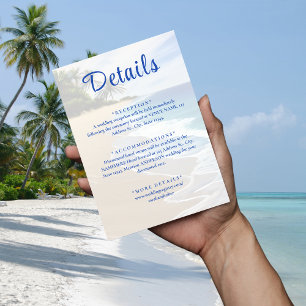Carte D'accompagnement Blue Beach Island Destination Détails du mariage