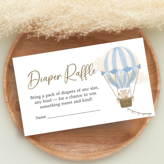 Carte D'accompagnement Blue Boho Bear Baby Shower Diaper Raffle