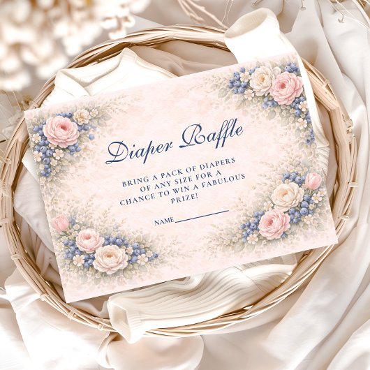 Carte D'accompagnement Blue Bow Blueberry Diapper Raffle