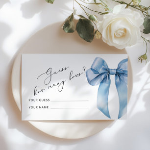 Carte D'accompagnement Blue Bow Combien d'arcs Baby shower jeu