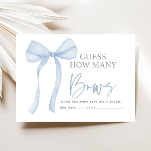 Carte D'accompagnement Blue Bow Devine Combien De Baby showers Jeu