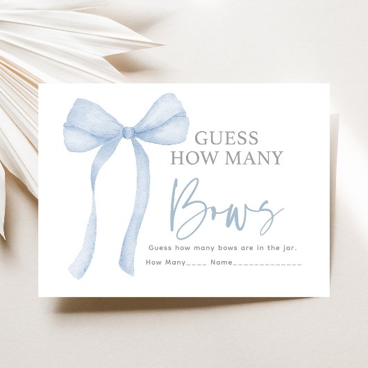 Carte D'accompagnement Blue Bow Devine Combien De Baby showers Jeu