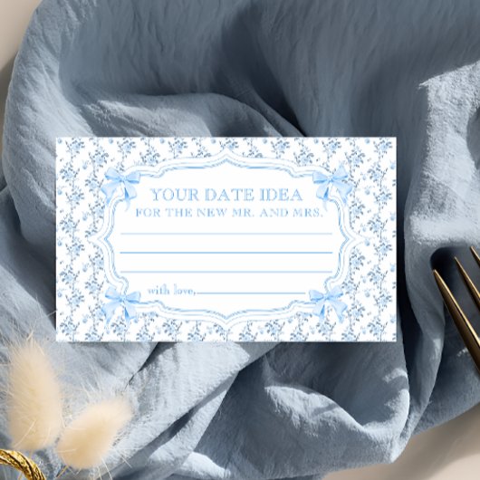 Carte D'accompagnement Blue Bow Fête des mariées Date Idées de nuit