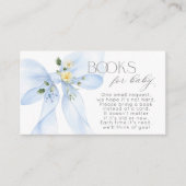 Carte D'accompagnement Blue Bow Floral Book pour billet bébé (Devant)
