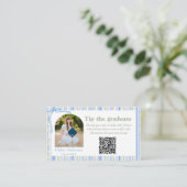 Carte D'accompagnement Blue Bow Floral Graduation Enclosure Card (Debout devant)