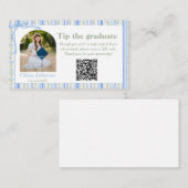 Carte D'accompagnement Blue Bow Floral Graduation Enclosure Card (Devant / Derrière)