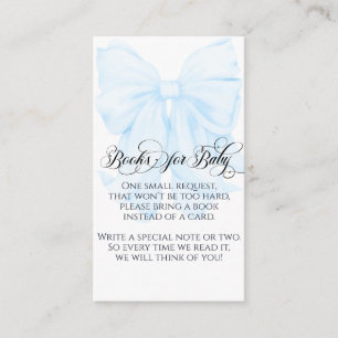 Carte D'accompagnement Blue Bow Modern Elegant Boy Baby shower Livres