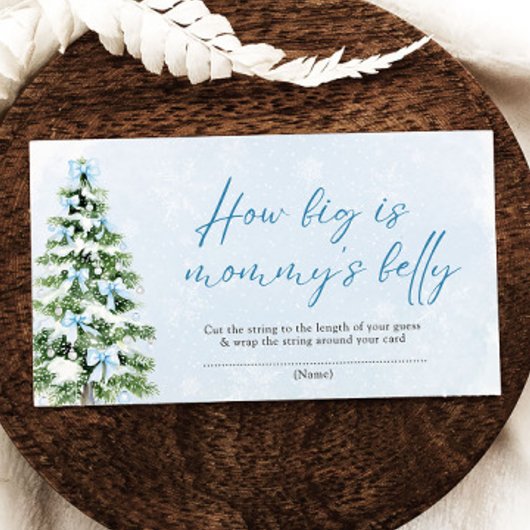 Carte D'accompagnement Blue Bows Christmas How Big is Mommy's Belly Game
