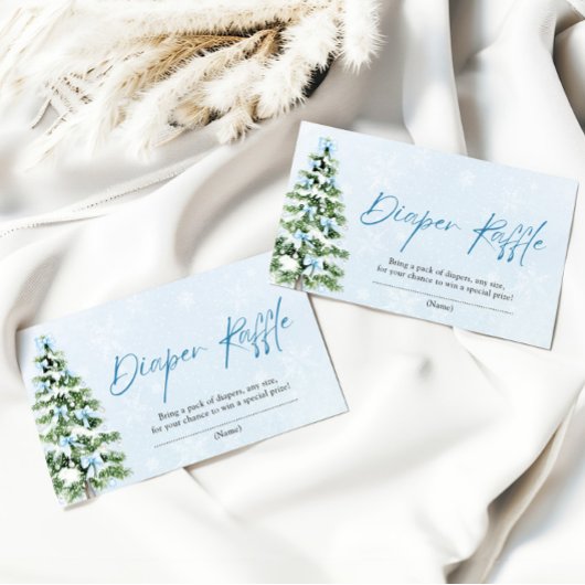 Carte D'accompagnement Blue Bows Christmas Tree Diaper Baby shower Raffin