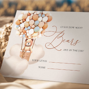 Carte D'accompagnement Blue Boys Devinez Combien D'Ours Ballons Billets