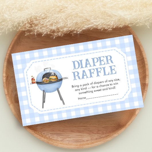 Carte D'accompagnement Blue Burger BBQ Baby Shower Diaper Raffle