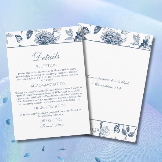 Carte D'accompagnement Blue Chinoiserie Christian Wedding Details