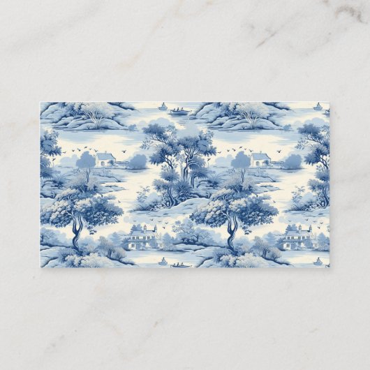 Carte D'accompagnement Blue Chinoiserie Porcelain Botanique Peony Mariage (Dos)