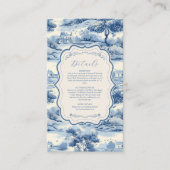 Carte D'accompagnement Blue Chinoiserie Porcelain Botanique Peony Mariage (Devant)