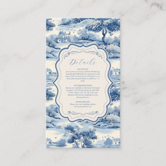 Carte D'accompagnement Blue Chinoiserie Porcelain Botanique Peony Mariage (Devant)