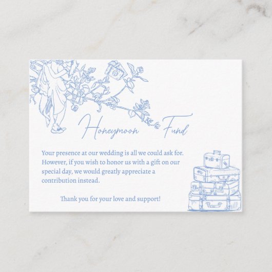Carte D'accompagnement Blue Chinoiserie Toile Honeymoon Fund Wwell (Devant)
