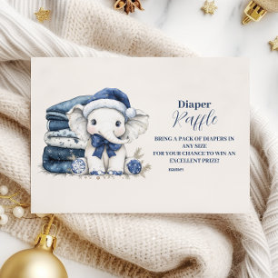 Carte D'accompagnement Blue Christmas Elephant Baby Showe Diapper Raffle