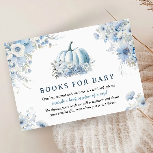 Carte D'accompagnement Blue Citrouille Baby shower Automne Livres Pour Bé