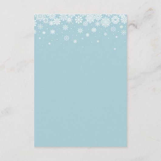 Carte D'accompagnement Blue clair Snowflake Hiver MARIAGE QRCode Détails (Dos)