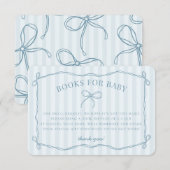 Carte D'accompagnement Blue Coquette Bow Pastel Douche Livres pour bébé (Devant / Derrière)