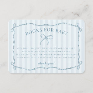 Carte D'accompagnement Blue Coquette Bow Pastel Douche Livres pour bébé